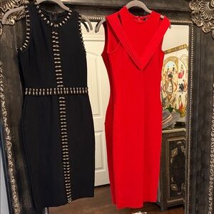 2 Dresses! Black and gold bandage dress and Red bandage Dress